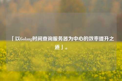 「以Golang時(shí)間查詢服務(wù)器為中心的效率提升之道」。